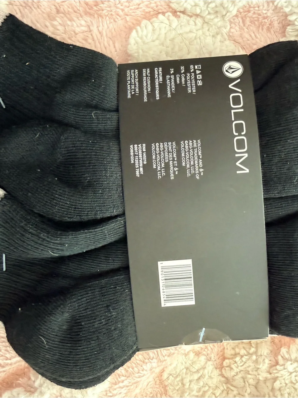 Volcom Women’s Cushion Quarter Socks - Blush, Black & Light Taupe 6 Pairs